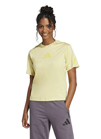 adidas JC5400 W Z.N.E. TEE Sarı Yuvarlak Yaka Regular Fit Düz Kadın T-Shirt