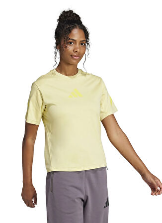 adidas JC5400 W Z.N.E. TEE Sarı Yuvarlak Yaka Regular Fit Düz Kadın T-Shirt
