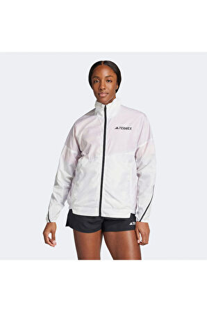 Terrex Multi Printed Kadın Gri Koşu Rüzgarlık