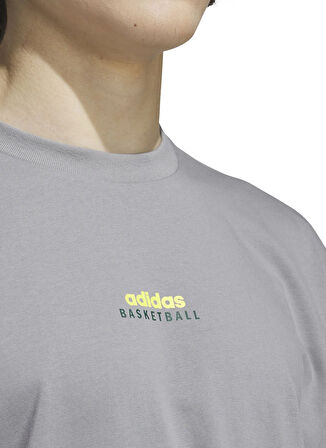 adidas JI7113 SUM AB T Gri Yuvarlak Yaka Loose Fit Baskılı Erkek T-Shirt