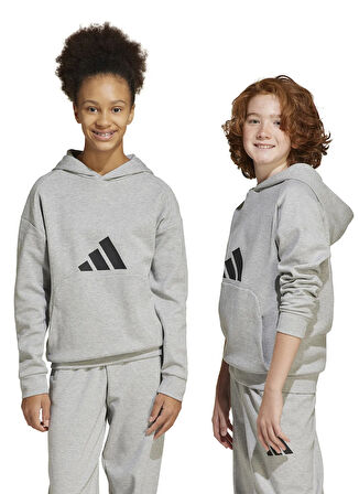 adidas Baskılı Erkek Çocuk Gri Sweatshırt JJ4788-J FI LOGO HD