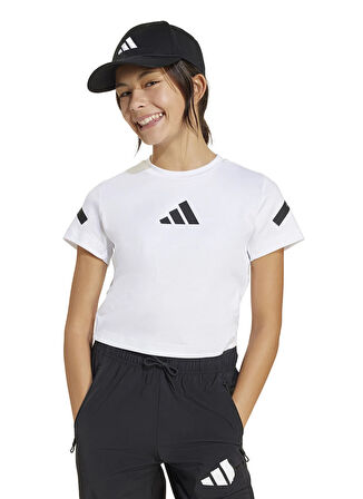 adidas Baskılı Beyaz - Siyah Kız Çocuk T-Shirt JD1317-JG Z.N.E BABY T