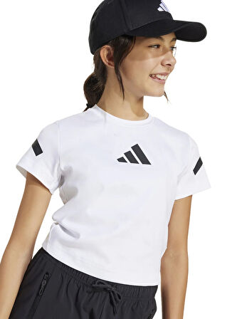 adidas Baskılı Beyaz - Siyah Kız Çocuk T-Shirt JD1317-JG Z.N.E BABY T