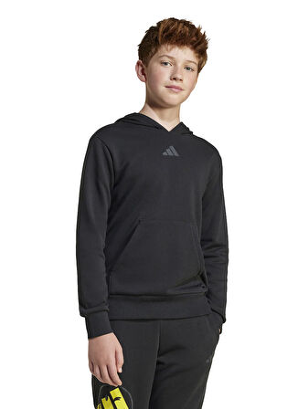adidas Düz Erkek Çocuk Siyah Sweatshırt JJ3072-J SMI HOODIE