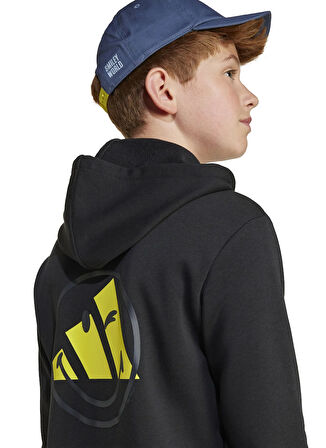 adidas Düz Erkek Çocuk Siyah Sweatshırt JJ3072-J SMI HOODIE