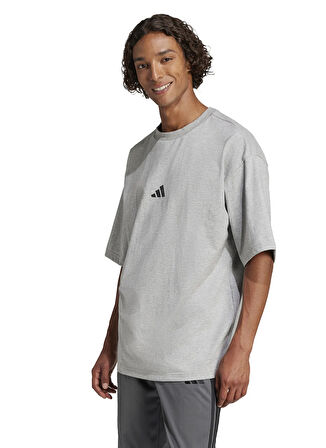 adidas JC5340 M FI SL T Gri Bisiklet Yaka Bol Kesim Düz Erkek T-Shirt