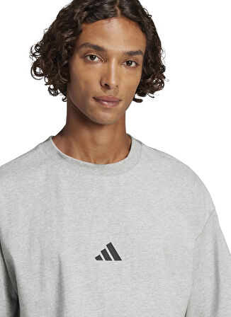 adidas JC5340 M FI SL T Gri Bisiklet Yaka Bol Kesim Düz Erkek T-Shirt