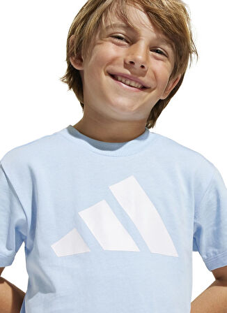 adidas Bağlamalı Bel Normal Lacivert - Mavi Erkek Çocuk Şort Takım JC9724-LK BL T-SET 160