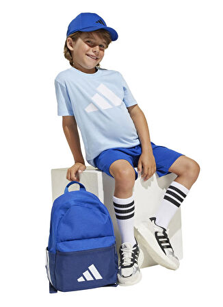 adidas Bağlamalı Bel Normal Lacivert - Mavi Erkek Çocuk Şort Takım JC9724-LK BL T-SET 160