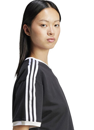 adidas JC8149 3S LOOSE CROP T Siyah Yuvarlak Yaka Crop Kadın T-Shirt