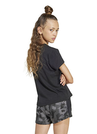 adidas Baskılı Siyah - Gri Kız Çocuk T-Shirt JC7510-JG FLWR T