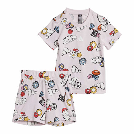 Adidas Bebek Şort Tişört Takım Fun Allover Print