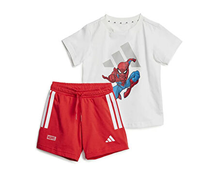 adidas I Mrvl Sm T Set Çocuk Günlük Şortlu Takım JF3629 Beyaz