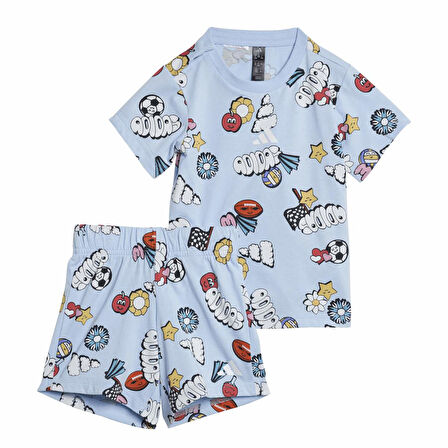 Adidas Bebek Şort Tişört Takım Fun Allover Print