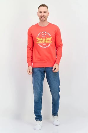 Erkek Kapüşonlu Relaxed Sweatshirt - A2639-0034 Kırmızı / XL