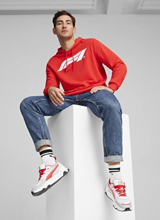 Puma 62585303 F1 ESS Logo Hoodie Kırmızı Erkek Kapüşon Yaka Regular Fit Sweatshirt