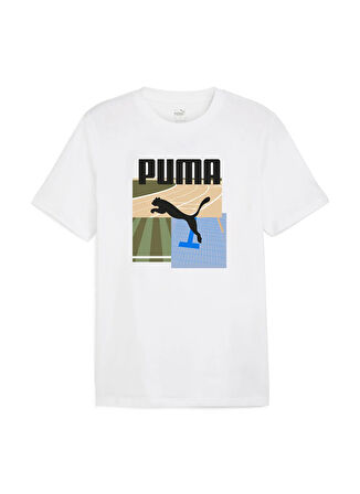 62790902 GRAPHICS Summer Sports Tee Beyaz Yuvarlak Yaka Regular Fit Baskılı Erkek T-Shirt