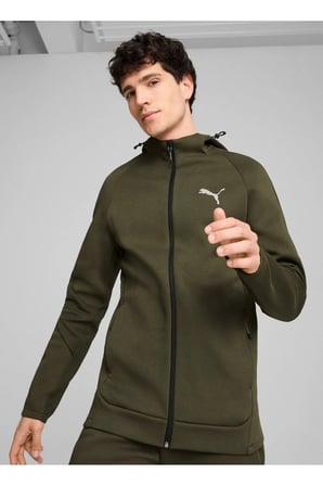 Koyu Yeşil Erkek Fermuarlı Yaka Normal Kalıp Zip Ceket 68170070 EVOSTRIPE Full-Zip Hoodie