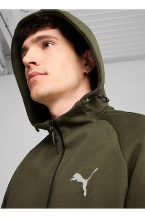 Koyu Yeşil Erkek Fermuarlı Yaka Normal Kalıp Zip Ceket 68170070 EVOSTRIPE Full-Zip Hoodie