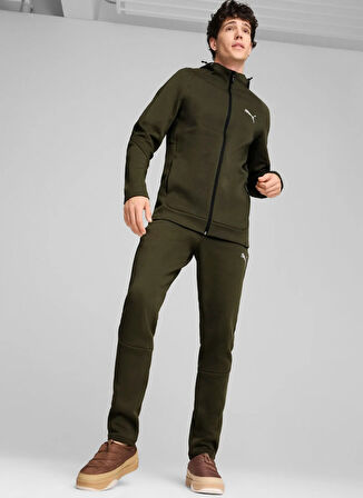Koyu Yeşil Erkek Fermuarlı Yaka Normal Kalıp Zip Ceket 68170070 EVOSTRIPE Full-Zip Hoodie