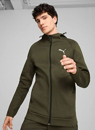 Koyu Yeşil Erkek Fermuarlı Yaka Normal Kalıp Zip Ceket 68170070 EVOSTRIPE Full-Zip Hoodie