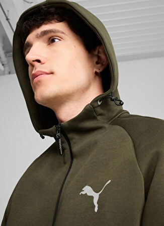 Koyu Yeşil Erkek Fermuarlı Yaka Normal Kalıp Zip Ceket 68170070 EVOSTRIPE Full-Zip Hoodie