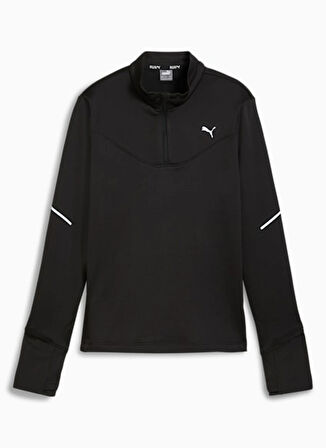 Siyah Kadın Fermuarlı Yaka Normal Kalıp Sweatshirt 52576001 RUN GRID FLEECE 1/2 ZIP