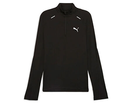 Puma Run Cloudspun 1/4 Zip Erkek Uzun Kollu Koşu Tişörtü 52578101 Siyah
