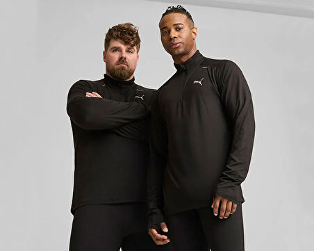 Puma Run Cloudspun 1/4 Zip Erkek Uzun Kollu Koşu Tişörtü 52578101 Siyah