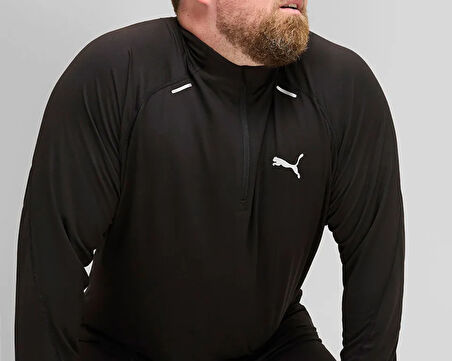 Puma Run Cloudspun 1/4 Zip Erkek Uzun Kollu Koşu Tişörtü 52578101 Siyah