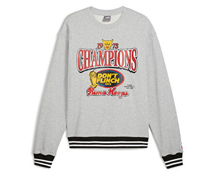 Puma Puma Champs Crew Erkek Basketbol Sweatshirts 62720901 Gri