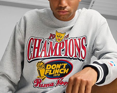 Puma Puma Champs Crew Erkek Basketbol Sweatshirts 62720901 Gri