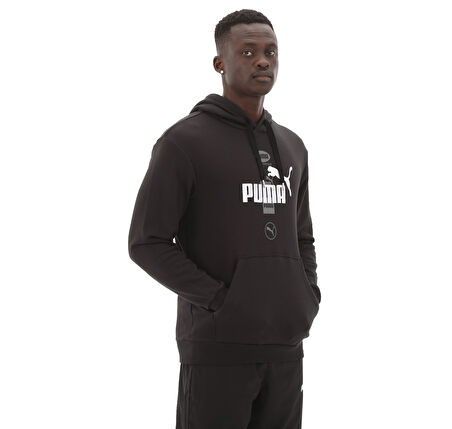 682700-01 Puma Power Graphic Hoodie Erkek Sweatshirt Siyah