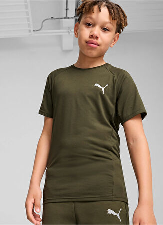 Puma Düz Haki Erkek Çocuk T-Shirt 68180270-EVOSTRIPE Tee