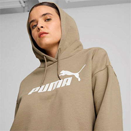 Puma Ess Cropped Logo Hoodie Oak Branch Kadın Spor Sweatshirt - 586869 67