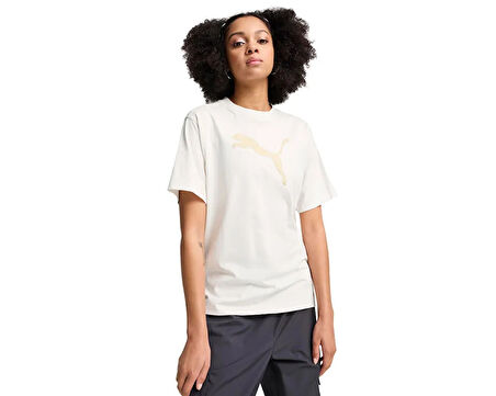 Puma Her Graphic Tee Kadın Günlük Tişört 68161905 Bej