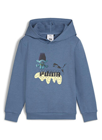 Puma Desenli Erkek Mavi Sweatshırt 62737824-PUMA X TROLLS Hoodie