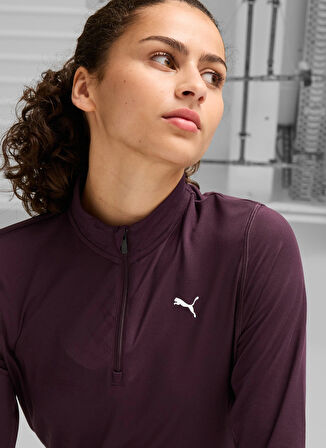 Bordo Kadın Bisiklet Yaka Normal Kalıp T-Shirt 52317044 RUN FAVORITE 1/4 ZIP W