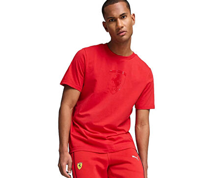 Puma Ferrari Race Tonal Shield T Erkek Günlük Tişört 62705702 Kırmızı