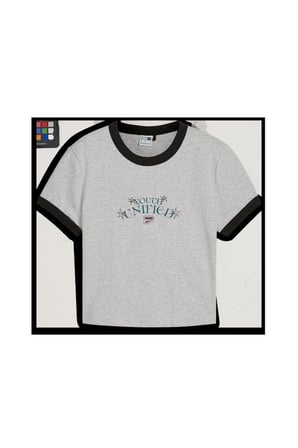DOWNTOWN Graphic Baby Tee Gri Kadın T-Shirt & Polo