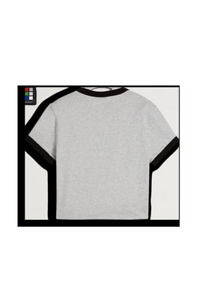 DOWNTOWN Graphic Baby Tee Gri Kadın T-Shirt & Polo