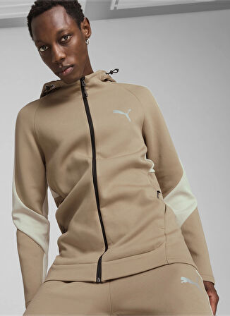 Kahve Erkek Fermuarlı Yaka Normal Kalıp Zip Ceket 68170067 EVOSTRIPE Full-Zip Hoodie