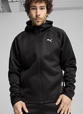 Siyah Erkek Kapüşon Yaka Lastikli Bel Regular Fit Eşofman Üstü Cloudspun TechLBL Jacket