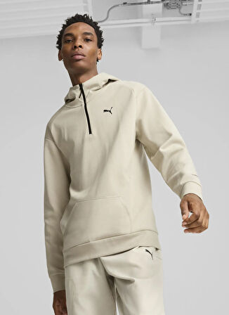 Puma 68162068 RAD/CAL Hooded Half-Zip DK Bej Fermuarlı Yaka Regular Fit Düz Erkek Sweatshırt