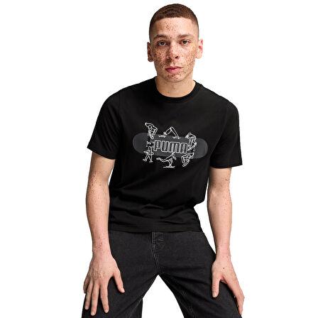 Graphics Skateboard Erkek Siyah Günlük Stil T-Shirt 68345901