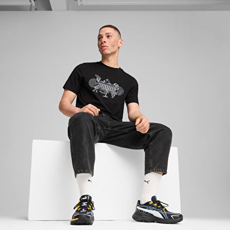 Graphics Skateboard Erkek Siyah Günlük Stil T-Shirt 68345901