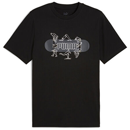 Graphics Skateboard Erkek Siyah Günlük Stil T-Shirt 68345901