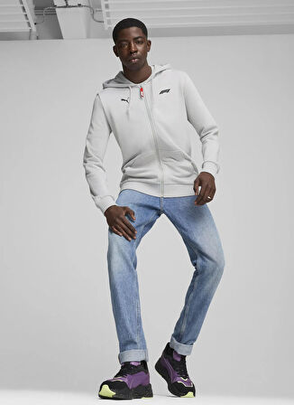 Puma 62641104 F1 ESS Full-Zip Hoodie Ash Gri Regular Fit Düz Erkek Zip Ceket