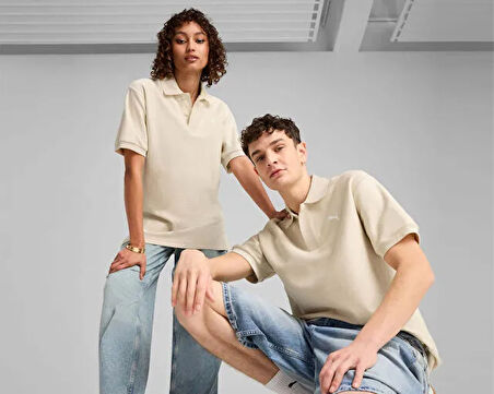 Puma Premium Ess Jacquard Polo Unisex Günlük Polo Tişört 62967087 Bej