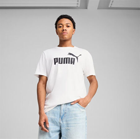 Puma Ess No.1 Logo Tee Erkek Beyaz Spor Tişört - 682532 02